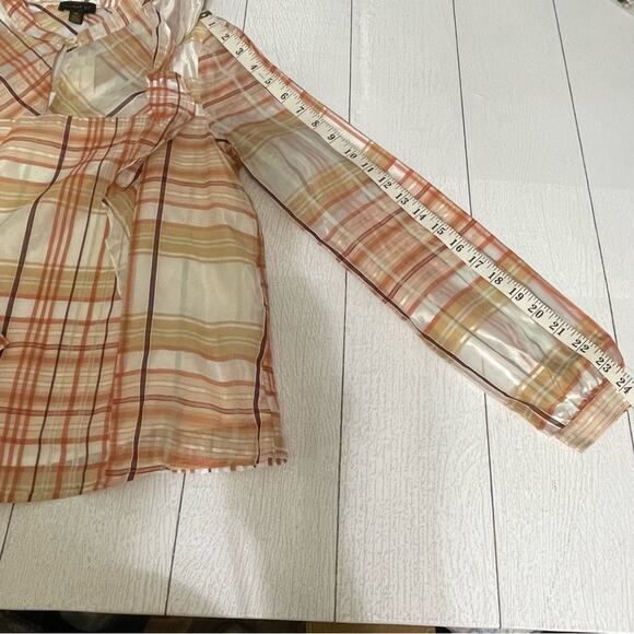 CURRENT AIR ANTHROPOLOGIE Pink Rose Plaid Ruffle Blouse Size XS NWT - Picture 7 of 11